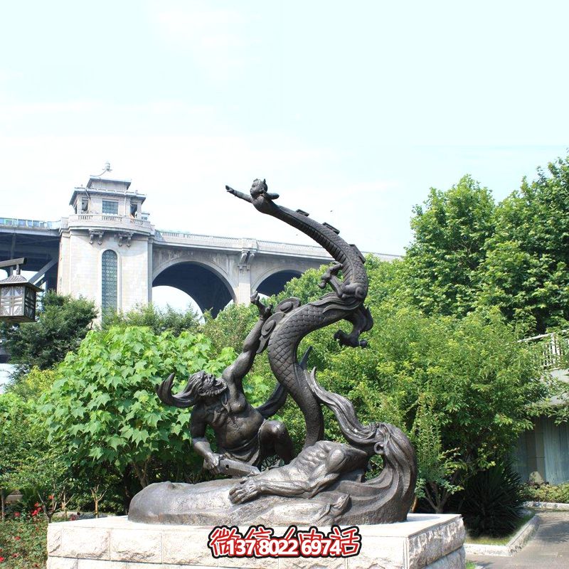 仿銅雕塑大禹治水，裝飾公園廣場